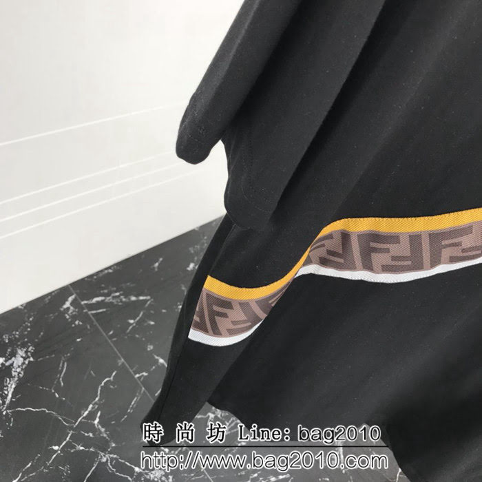 FENDI芬迪 19ss roma系列 定制復古織帶 ins爆款 黑色男短袖 ydi2120